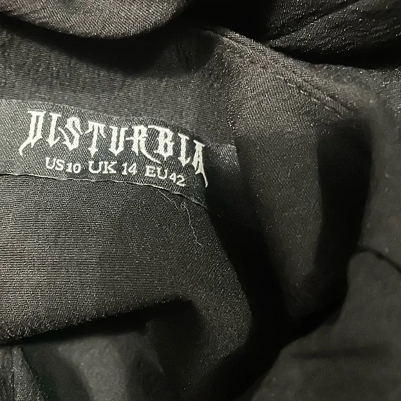 Disturbia Black Divination Textured Mini Dress Size 10 Goth Gothic whimsical - Picture 13 of 16